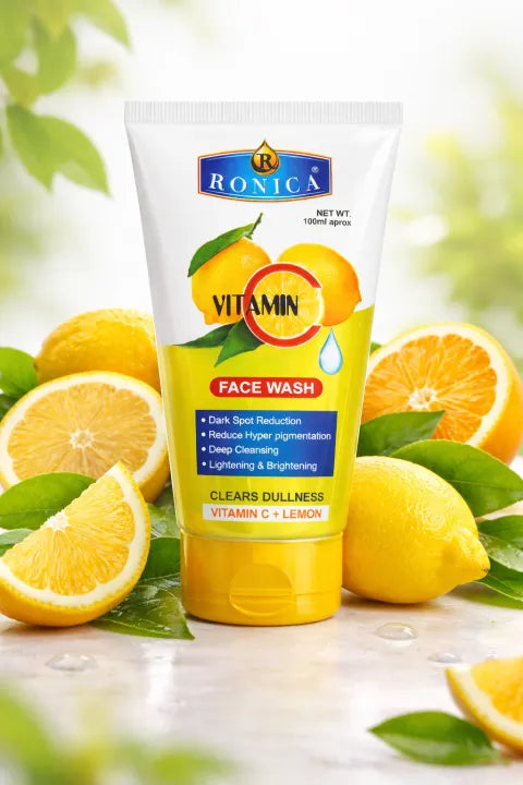 Ronica Face Wash - Ronica Facewash with Vitamin C & Lemon 100ml - For Men & Women, Brightening, Dark Spot Reduction, Fights Dullness - For Oily, Dry, Acne-Prone Skin - With Salicylic Acid - A Better Facewash