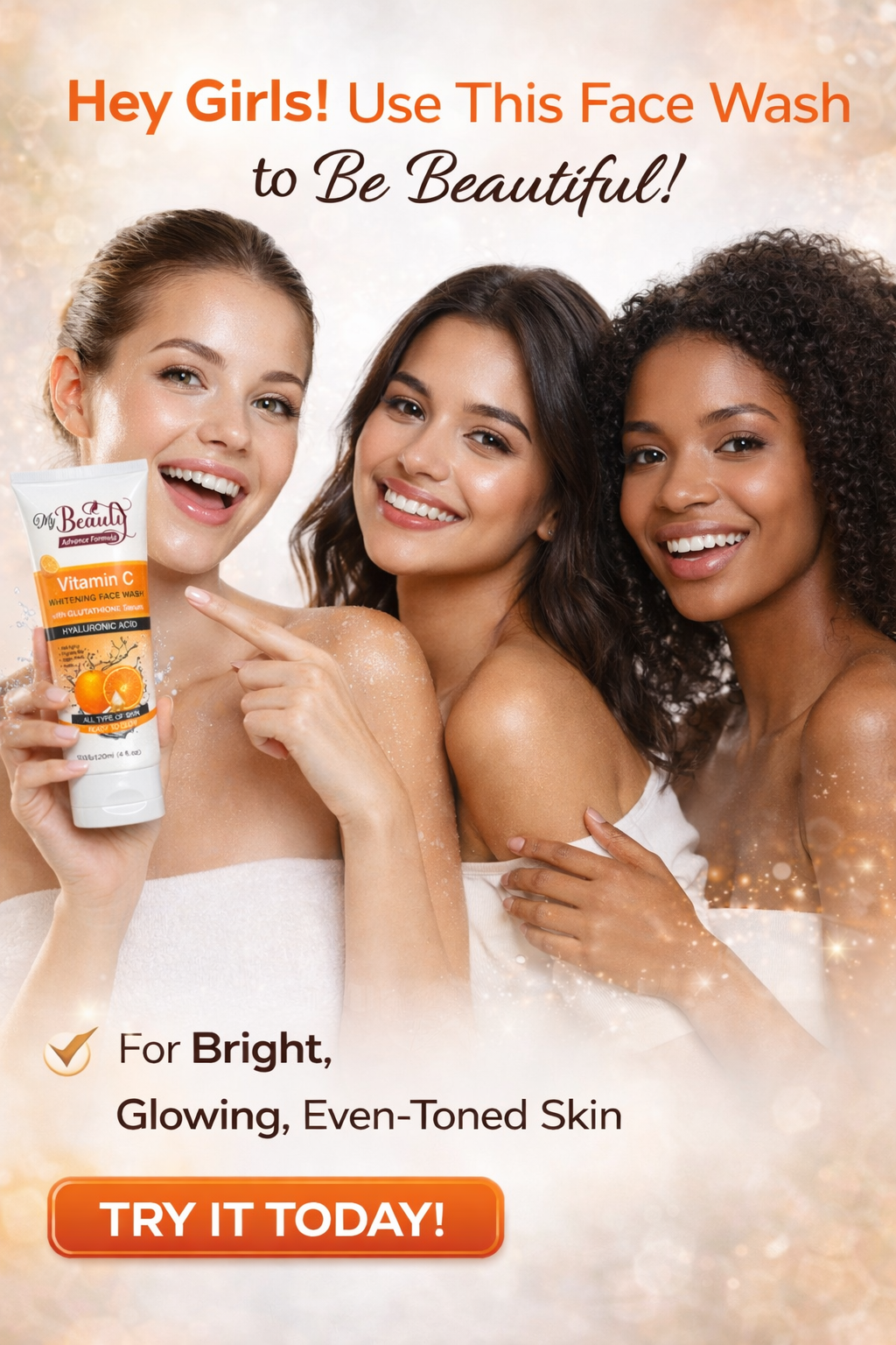 My Beauty Vitamin C Face Wash with Glutathione & Hyaluronic Acid – Brightening & Hydrating Cleanser (120ml)