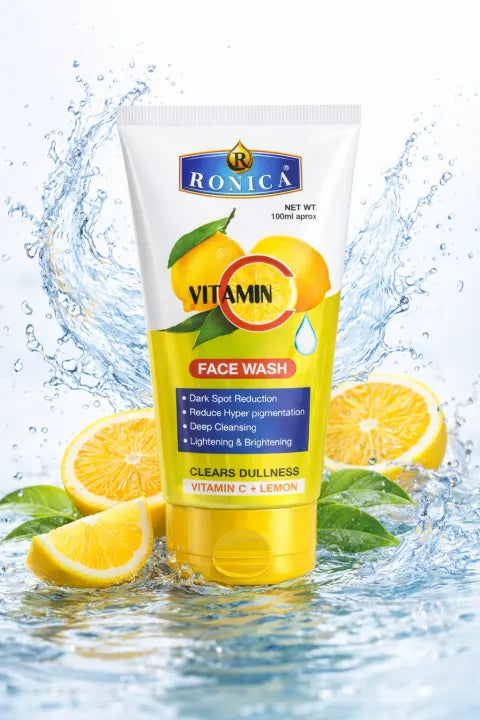 Ronica Face Wash - Ronica Facewash with Vitamin C & Lemon 100ml - For Men & Women, Brightening, Dark Spot Reduction, Fights Dullness - For Oily, Dry, Acne-Prone Skin - With Salicylic Acid - A Better Facewash