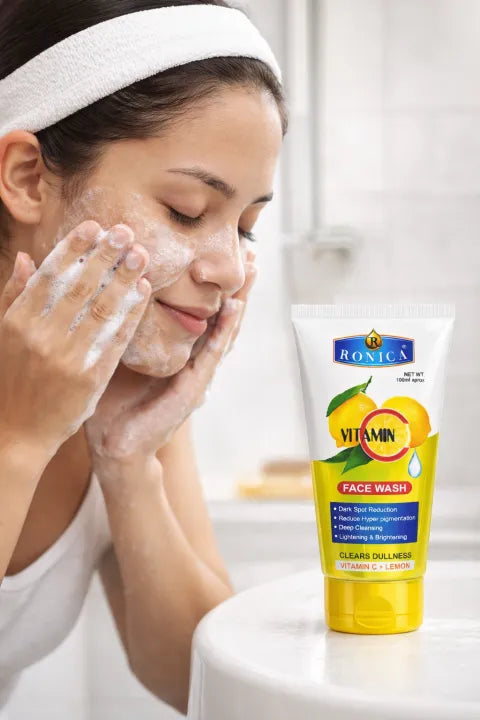 Ronica Face Wash - Ronica Facewash with Vitamin C & Lemon 100ml - For Men & Women, Brightening, Dark Spot Reduction, Fights Dullness - For Oily, Dry, Acne-Prone Skin - With Salicylic Acid - A Better Facewash